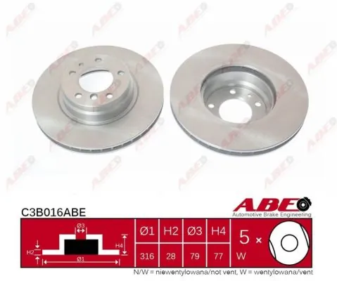 Диск переднього гальма ABE C3B016ABE ціна, від 46.39 USD