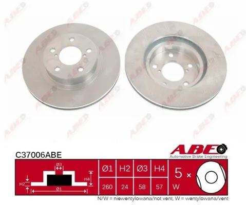 Диск переднього гальма ABE C37006ABE ціна, від 24.00 USD