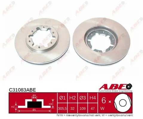 Диск переднього гальма ABE C31083ABE ціна, від 41.60 USD