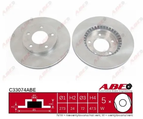 Диск переднього гальма ABE C33074ABE ціна, від 29.23 USD