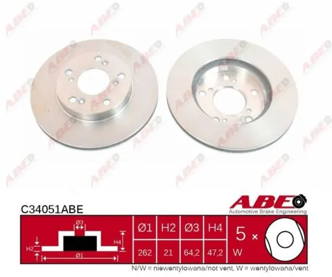 Диск переднього гальма ABE C34051ABE ціна, від 33.94 USD