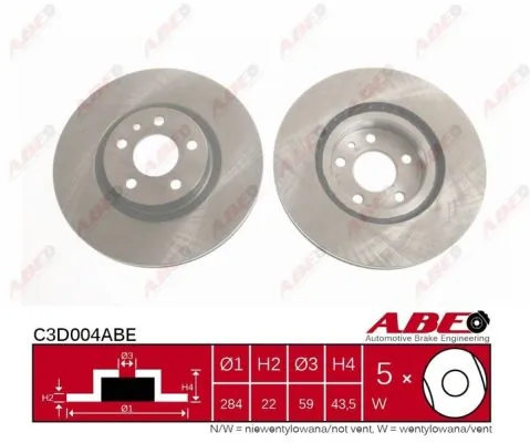 Диск переднього гальма ABE C3D004ABE ціна, від 31.25 USD