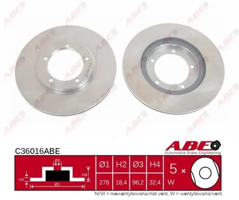 Диск переднього гальма ABE C36016ABE ціна, від 29.35 USD