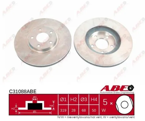 Диск переднього гальма ABE C31088ABE ціна, від 48.32 USD