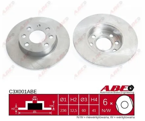Диск переднього гальма ABE C3X001ABE ціна, від 16.56 USD