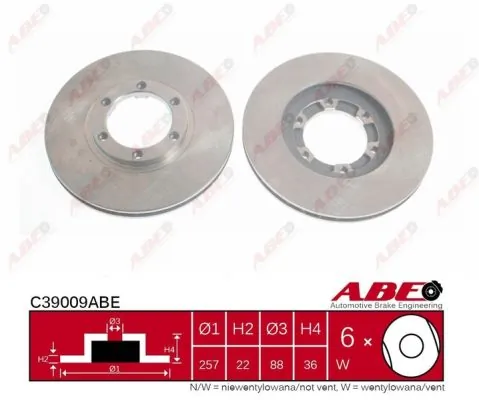 Диск переднього гальма ABE C39009ABE ціна, від 31.29 USD