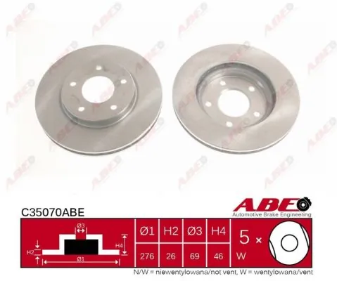 Диск переднього гальма ABE C35070ABE ціна, від 29.88 USD