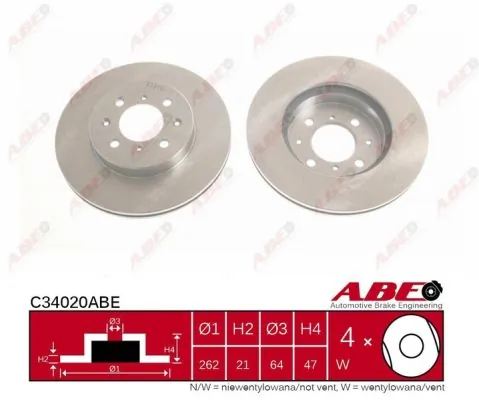 Диск переднього гальма ABE C34020ABE ціна, від 30.62 USD