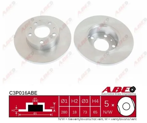 Диск переднього гальма ABE C3P016ABE ціна, від 32.53 USD