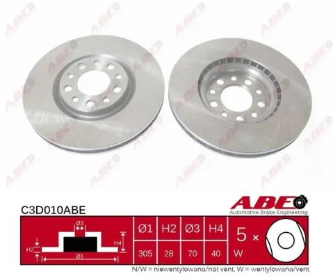Диск переднього гальма ABE C3D010ABE ціна, від 47.41 USD