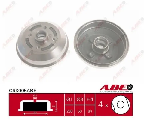 Барабан гальмівний задній ABE C6X005ABE ціна, від 22.89 USD