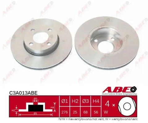 Диск переднього гальма ABE C3A013ABE ціна, від 31.28 USD