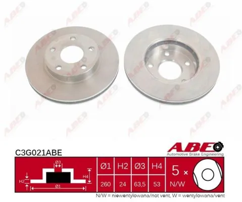 Диск переднього гальма ABE C3G021ABE ціна, від 29.69 USD