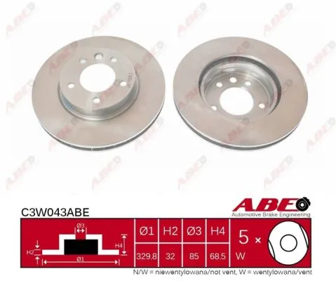Диск переднього гальма ABE C3W043ABE ціна, від 59.58 USD