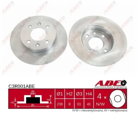 Диск переднього гальма ABE C3R001ABE ціна, від 14.04 USD