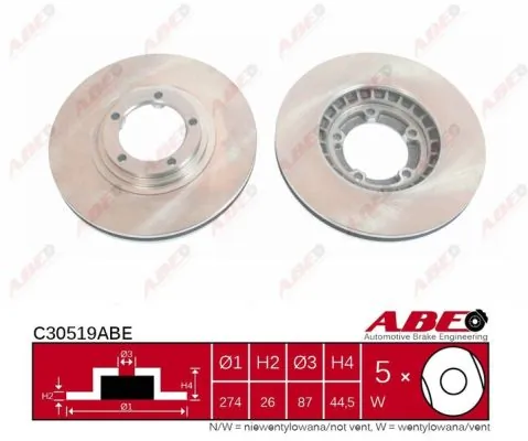 Диск переднього гальма ABE C30519ABE ціна, від 27.46 USD