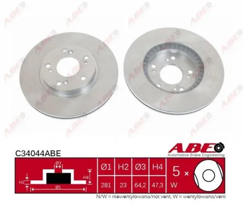 Диск переднього гальма ABE C34044ABE ціна, від 32.06 USD