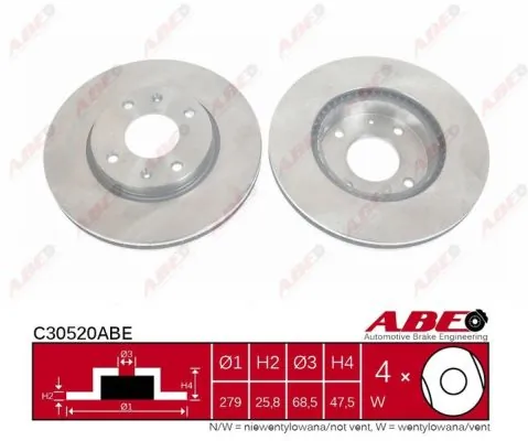 Диск переднього гальма ABE C30520ABE ціна, від 32.87 USD