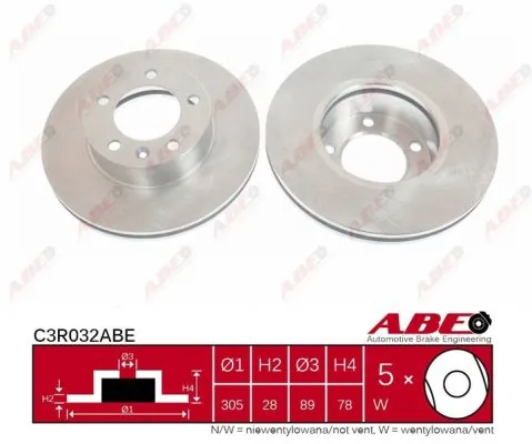 Диск переднього гальма ABE C3R032ABE ціна, від 40.85 USD