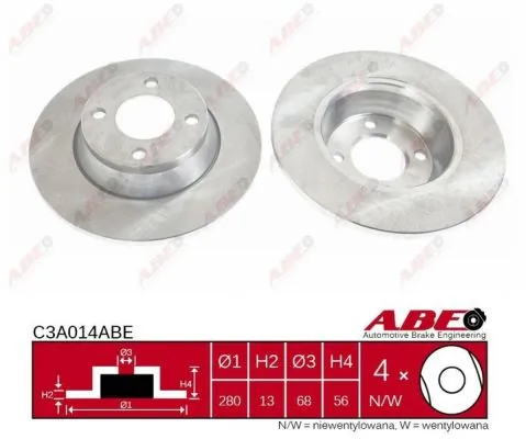 Диск переднього гальма ABE C3A014ABE ціна, від 26.41 USD