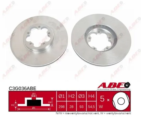 Диск переднього гальма ABE C3G036ABE ціна, від 39.49 USD
