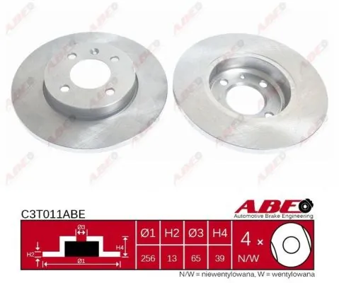 Диск переднього гальма ABE C3T011ABE ціна, від 21.10 USD