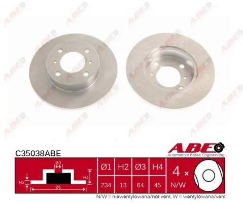 Диск переднього гальма ABE C35038ABE ціна, від 21.90 USD