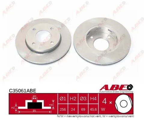 Диск переднього гальма ABE C35061ABE ціна, від 29.14 USD