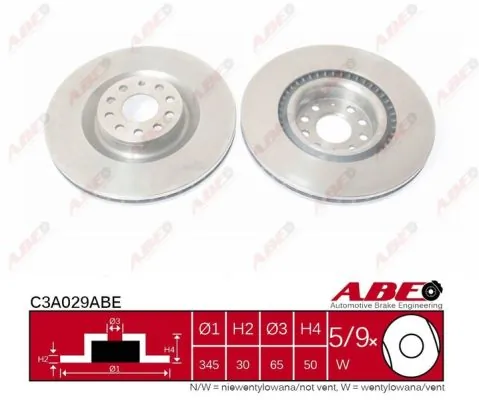 Диск переднього гальма ABE C3A029ABE ціна, від 49.44 USD
