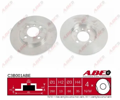 Диск переднього гальма ABE C3B001ABE ціна, від 18.96 USD