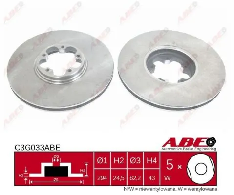 Диск переднього гальма ABE C3G033ABE ціна, від 33.92 USD