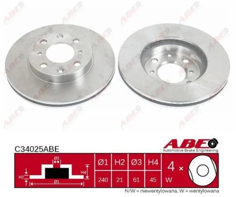 Диск переднього гальма ABE C34025ABE ціна, від 28.91 USD