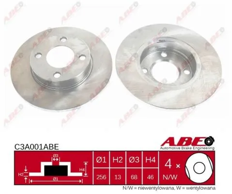 Диск переднього гальма ABE C3A001ABE ціна, від 21.01 USD