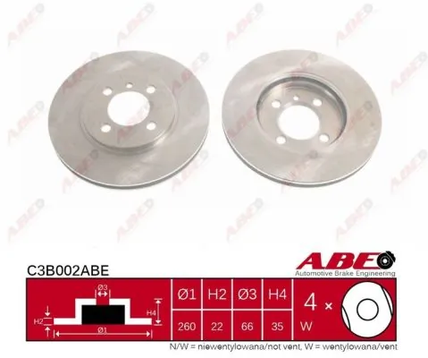 Диск переднього гальма ABE C3B002ABE ціна, від 27.46 USD