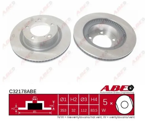 Диск переднього гальма ABE C32178ABE ціна, від 63.19 USD