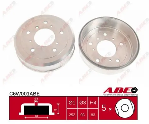 Барабан гальмівний задній ABE C6W001ABE ціна, від 31.46 USD