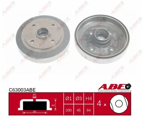Барабан гальмівний задній ABE C63003ABE ціна, від 42.17 USD