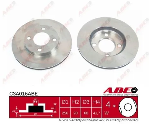 Диск переднього гальма ABE C3A016ABE ціна, від 27.34 USD