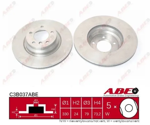 Диск переднього гальма ABE C3B037ABE ціна, від 74.48 USD