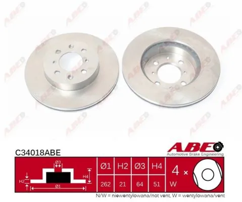 Диск переднього гальма ABE C34018ABE ціна, від 28.39 USD