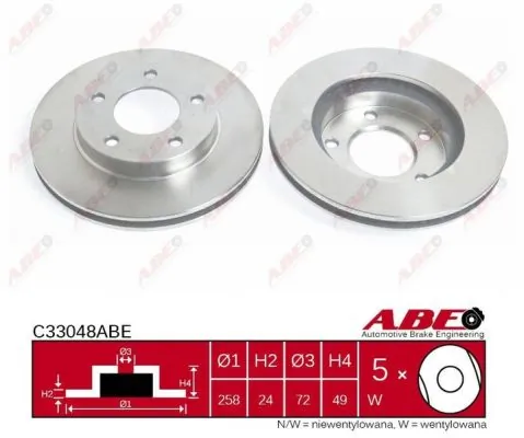Диск переднього гальма ABE C33048ABE ціна, від 25.58 USD