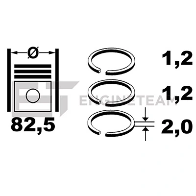 120050004800 NE/NPR Кільця поршневі на 1 циліндр, STD.