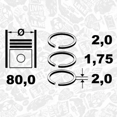 Кільця поршневі на 1 циліндр, STD. 95517814 Opel