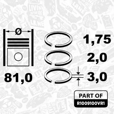 Купити 843230000 Goetze Кільця поршневі на 1 циліндр, STD.
