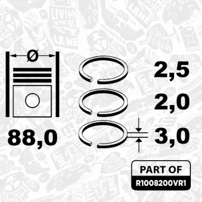 Купити 9108900 NE/NPR Кільця поршневі на 1 циліндр, STD.