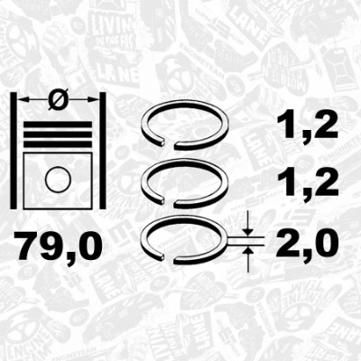 Кільця поршневі на 1 циліндр, STD. 9355900 SM