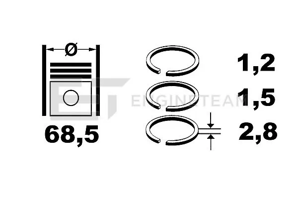 KG0100104 KAP Кільця поршневі на 1 циліндр, STD.