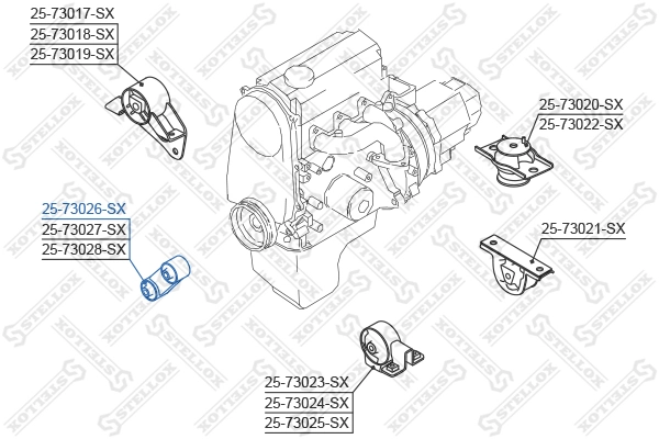2573026SX Stellox Подушка передньої опори двигуна