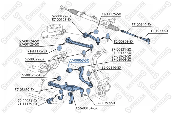 7700868SX Stellox Сайлентблок переднього нижнього важеля