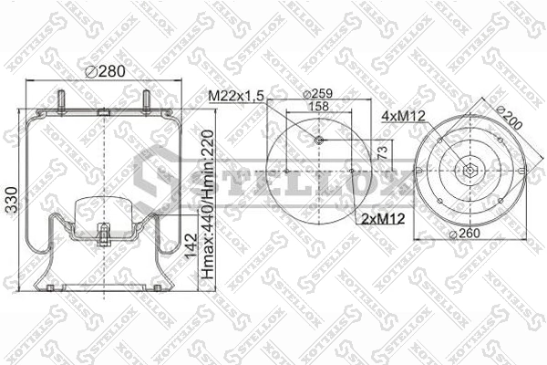 Пневмоподушка/Пневморессора моста SAF 322900702 ціна, від 67.95 USD